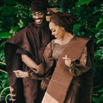 Asoebi Bar - Yoruba Bride and Groom in Aso-Oke Agbada + Fila (male), Iro & Buba + Gele + Iborun (female) - Sewing & Alterations Near Me Asoebi Bar - Yoruba Bride and Groom in Aso-Oke Agbada + Fila (male), Iro & Buba + Gele + Iborun (female) - Sewing & Alterations Near Me