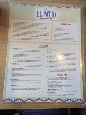 Menu photo 5 El Patio De Albuquerque Albuquerque, NM
