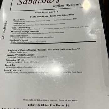 Sabatino's Italiano - Lunch menu - Italian Near Me - Apex, North Carolina Sabatino's Italiano - Lunch menu - Italian Near Me - Apex, North Carolina