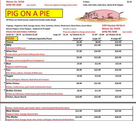 Menu photo 6 Pig on a Pie Macon, GA