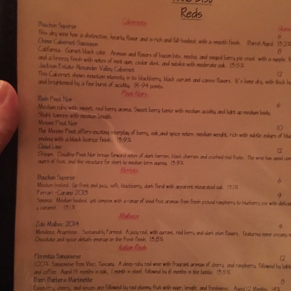 Front cover of wine list. Front cover of wine list.
