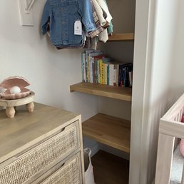 Floating shelves in closet