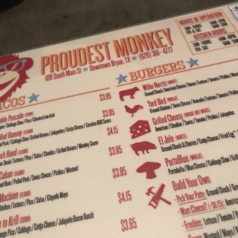 Proudest Monkey - Burgers Near Me - Bryan, Texas Proudest Monkey - Burgers Near Me - Bryan, Texas