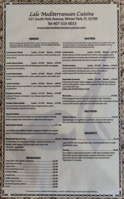 Menu photo 4 Lale Mediterranean Cuisine Winter Park, FL Menu photo 4 Lale Mediterranean Cuisine Winter Park, FL
