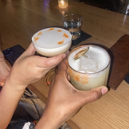I forgot the drink on the left but the margarita picante is in the right I forgot the drink on the left but the margarita picante is in the right