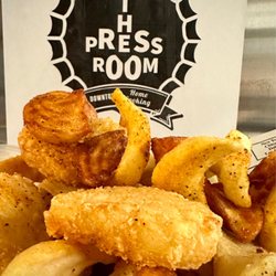 The Press Room - Sidewinder Fries, Triangle Tots, Fried Pickle Chips, Cheese Curds... yum!