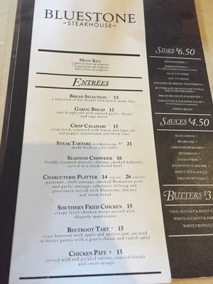 Menu photo 2 Bluestone Steakhouse Hamilton, WKO Menu photo 2 Bluestone Steakhouse Hamilton, WKO