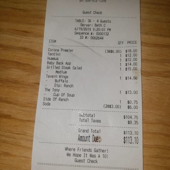 Ten Tavern - Price range - American Near Me - Clovis, California