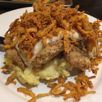 The Row - Chicken fried steak, mashed potatoes, gravy and onion straws - Southern Near Me - Nashville, Tennessee The Row - Chicken fried steak, mashed potatoes, gravy and onion straws - Southern Near Me - Nashville, Tennessee