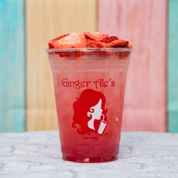 Ginger Ale’s - Our Strawberry Refresher - Real Fruit Strawberry water, topped with Freeze-dried Strawberries!
