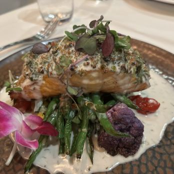 Park & Howard Bistro - Pan Seared Salmon* - New American Near Me - Burlingame, California