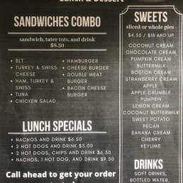 Humble Pies Menu