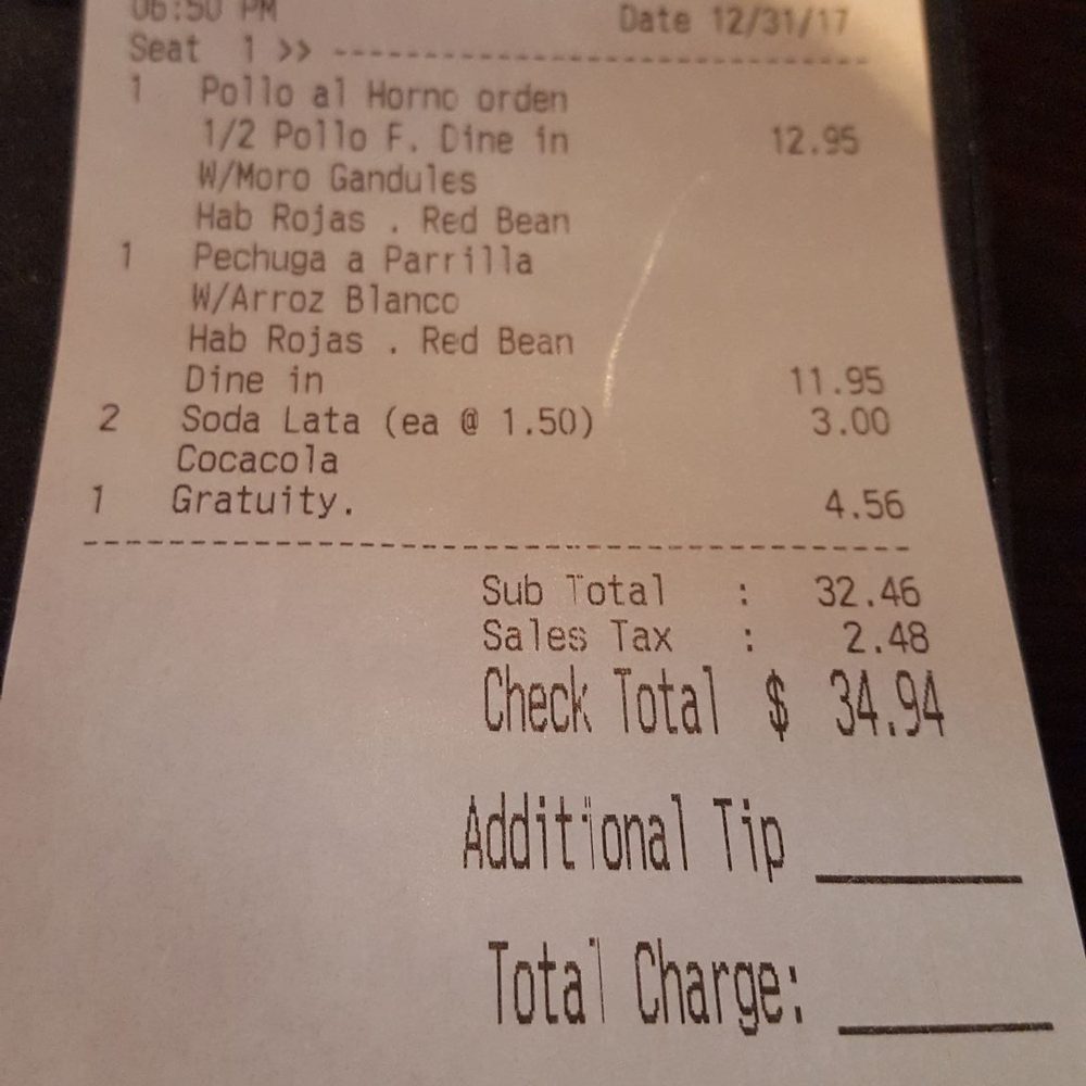 Dominican Restaurant - Gratuity is added automatically and yet there is a line asking for additional tip. - Dominican Near Me - Uniondale, New York Dominican Restaurant - Gratuity is added automatically and yet there is a line asking for additional tip. - Dominican Near Me - Uniondale, New York
