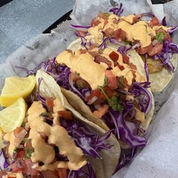 Fish and prawn tacos