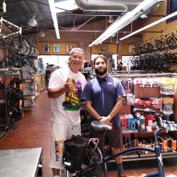 This is me, Ron and Michael in blue tee at the shop in P Town with my Townie cruiser