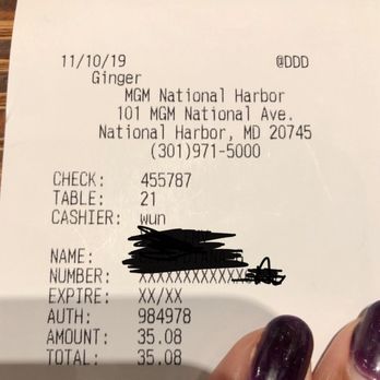 Ginger - Fraudulent check - Chinese Near Me - National Harbor, Maryland