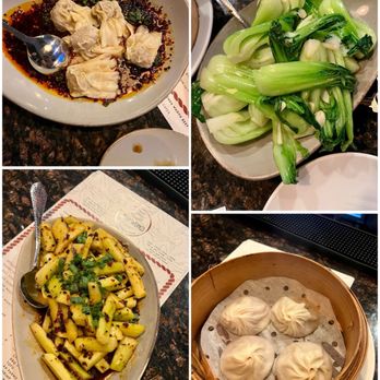 Teddy Wongs Dumplings & Wine - HOT OIL DUROC WONTONS, BOK CHOY, SPICY CUCUMBER SALAD, DUROC PORK AND CRAB SOUP DUMPLINGS - Dim Sum Near Me - Fort Worth, Texas