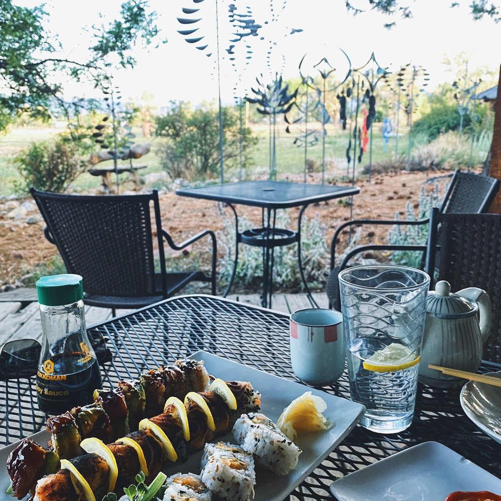 Sushi a La Hattori - a plate of sushi on a patio table - Japanese Near Me - El Prado, New Mexico Sushi a La Hattori - a plate of sushi on a patio table - Japanese Near Me - El Prado, New Mexico