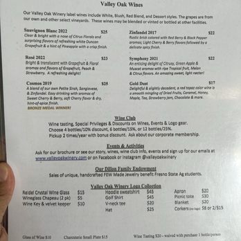 Valley Oak Winery - Menu - Wineries Near Me - Sanger, California