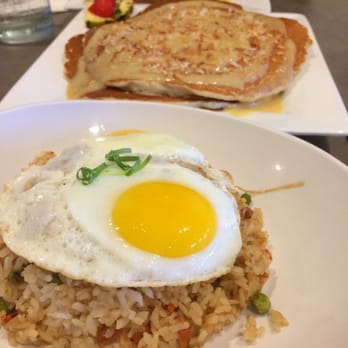 Moena Café - Fried rice two eggs and banana chantilly pancakes - Cafes Near Me - Honolulu, Hawaii