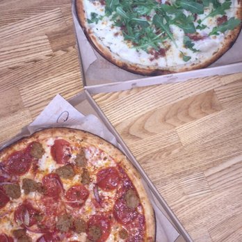 Blaze Pizza - I got the meat lover ( on the bottom) and the white top ( on the top) - Salad Near Me - Newark, New Jersey Blaze Pizza - I got the meat lover ( on the bottom) and the white top ( on the top) - Salad Near Me - Newark, New Jersey