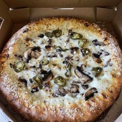 Domino's Pizza - Stuffed crust Philly steak, mushrooms, jalapeño
