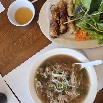 Pho Lu - Small Fillet Mignon pho bowl and crunchy egg rolls. - Vietnamese Near Me - Garden Grove, California Pho Lu - Small Fillet Mignon pho bowl and crunchy egg rolls. - Vietnamese Near Me - Garden Grove, California