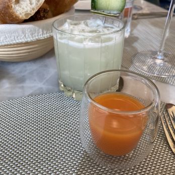 Le Jardinier - Cocktail and a little carrot ginger amuse bouche to prepare the palate - French Near Me - Houston, Texas Le Jardinier - Cocktail and a little carrot ginger amuse bouche to prepare the palate - French Near Me - Houston, Texas