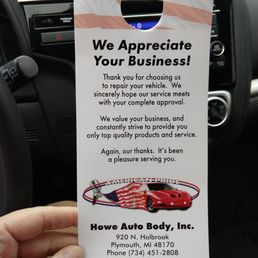 Highly recommend Howe Auto Body!