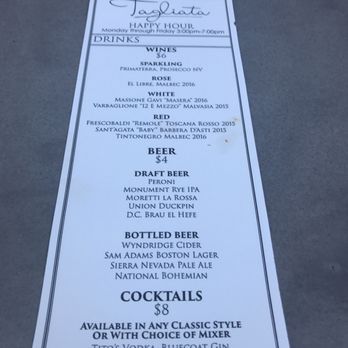 Tagliata - Happy hour drink menu - Italian Near Me - Baltimore, Maryland