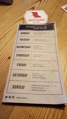 Menu photo 6 Shark Club Sports Bar & Grill Vancouver, BC