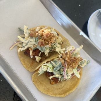 Fish Guts - TACO DE ESPADA  -Blackened whitefish  -Jalapeño cabbage slaw  -Spicy aioli - Seafood Near Me - San Diego, California