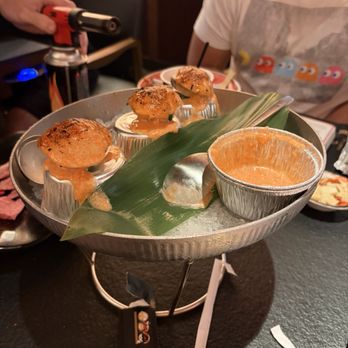 Chubby Cattle BBQ - Alex torching our uni mentaiko! Thanks ALEX you da best. - Barbeque Near Me - Irvine, California