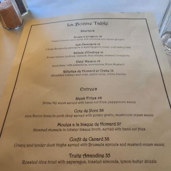 La Bonne Table - Menu as of June 2025. - French Near Me - San Diego, California La Bonne Table - Menu as of June 2025. - French Near Me - San Diego, California