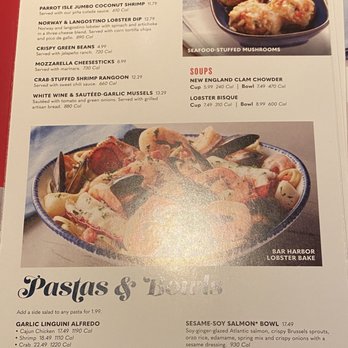 Red Lobster - Menu: Starters and Pastas - Seafood Near Me - Pittsburgh, Pennsylvania