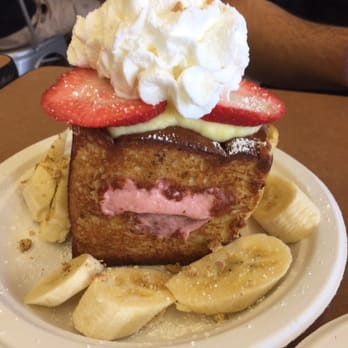 Button Up Cafe - Stuffed French Toast ($7.95) add bananas ($1.50) - Breakfast & Brunch Near Me - Pearl City, Hawaii Button Up Cafe - Stuffed French Toast ($7.95) add bananas ($1.50) - Breakfast & Brunch Near Me - Pearl City, Hawaii