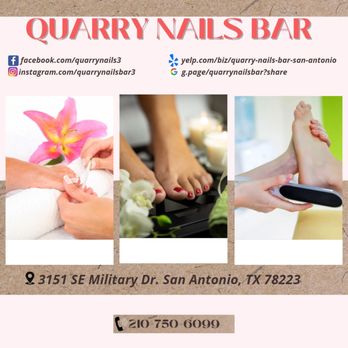 Quarry Nails Bar - Quarry Nails Bar
:
Monday - Saturday 10:00AM - 08:00PM
Sunday 12:00PM - 06:00PM - Nail Salons Near Me - San Antonio, Texas Quarry Nails Bar - Quarry Nails Bar
:
Monday - Saturday 10:00AM - 08:00PM
Sunday 12:00PM - 06:00PM - Nail Salons Near Me - San Antonio, Texas