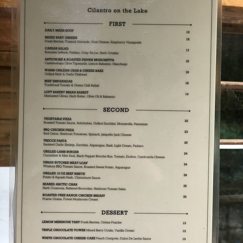 Cilantro on the Lake - Dinner menu (5pm and later) - Canadian (New) Near Me - Field, British Columbia