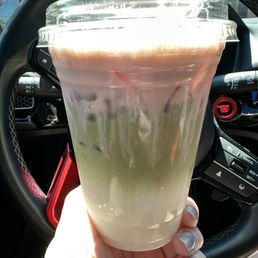 Strawberries and cream iced matcha Strawberries and cream iced matcha