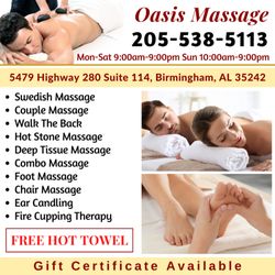 Oasis Massage - Walk-in & Appointment Welcome