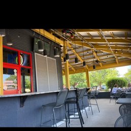 Spacious patio where pups are welcome Spacious patio where pups are welcome