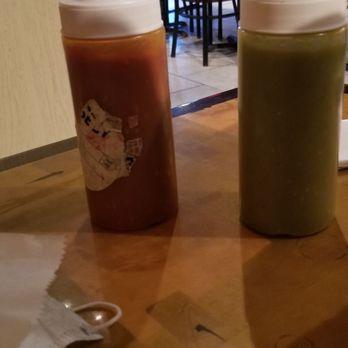 Los Cuates Taqueria - Red salsa (medium) and green salsa (hot) - Mexican Near Me - Virginia Beach, Virginia Los Cuates Taqueria - Red salsa (medium) and green salsa (hot) - Mexican Near Me - Virginia Beach, Virginia