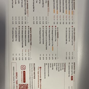 Macu Tea - Full menu - Bubble Tea Near Me - Irvine, California