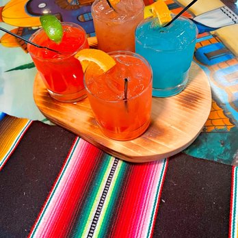 El Paso | Mexican Restaurant - Margarita Flight: Watermelon, Blue Orange, Spicy Tamarind, and Bloody Strawberry - Mexican Near Me - Woodbridge, Virginia