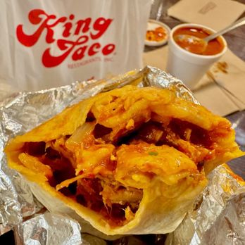 King Taco - All meat chicken tinga burrito. - Mexican Near Me - El Monte, California King Taco - All meat chicken tinga burrito. - Mexican Near Me - El Monte, California