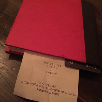 Stone Creek Bistro - Check in a book - New American Near Me - Blue Jay, California Stone Creek Bistro - Check in a book - New American Near Me - Blue Jay, California