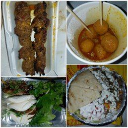 Beef sticks, curry fish balls, roast duck buns and beef gyro platter
