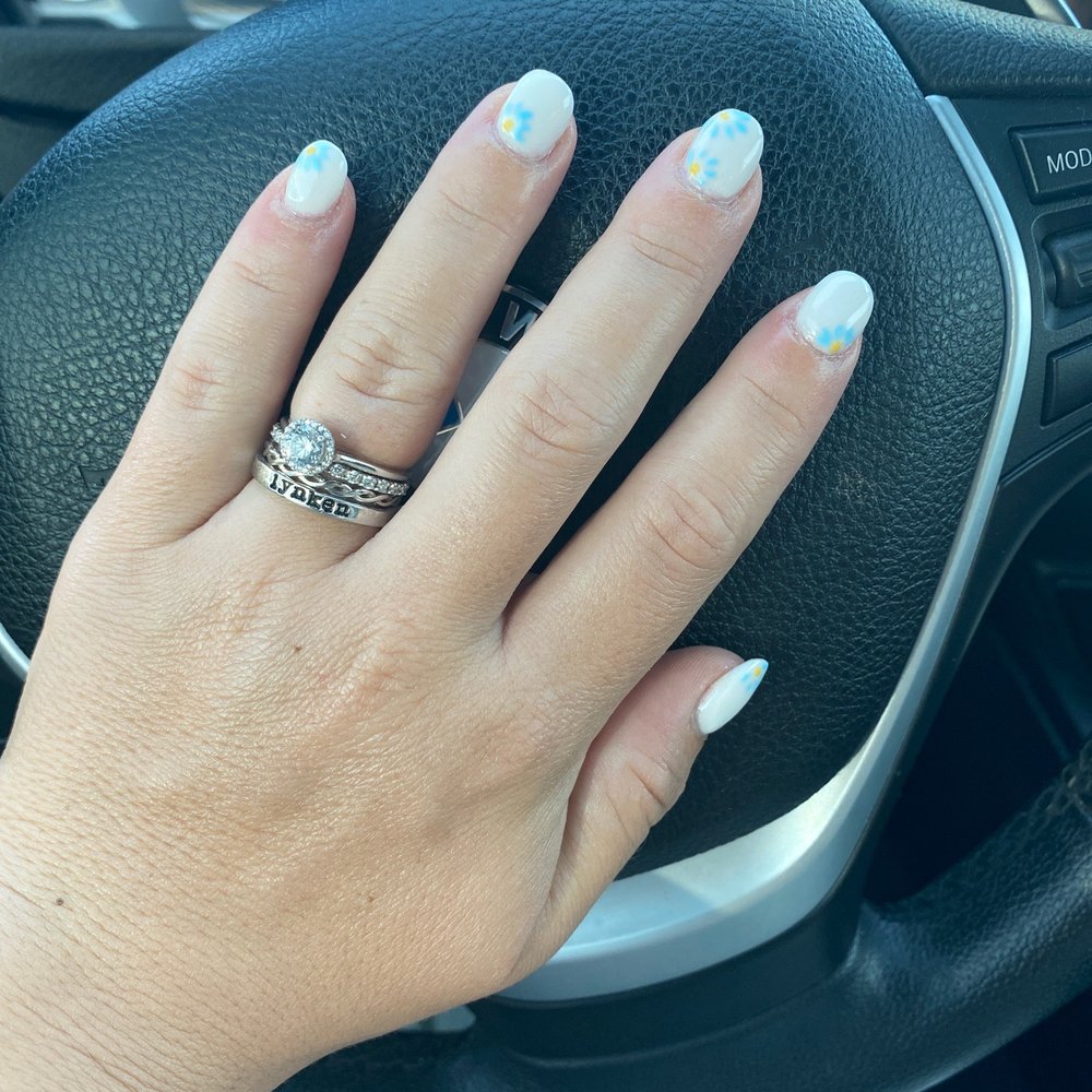 Modern Nail Lounge - Blue daisies for this future boy mom! - Waxing Near Me - Thousand Oaks, California Modern Nail Lounge - Blue daisies for this future boy mom! - Waxing Near Me - Thousand Oaks, California
