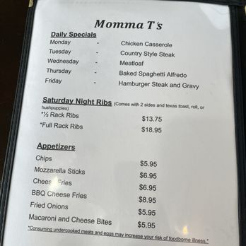 Momma T's Restaurant - Menu 1 - Salad Near Me - Boonville, North Carolina Momma T's Restaurant - Menu 1 - Salad Near Me - Boonville, North Carolina