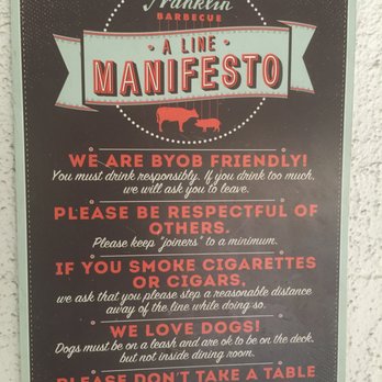 Franklin Barbecue - Obey the Manifesto - Barbeque Near Me - Austin, Texas